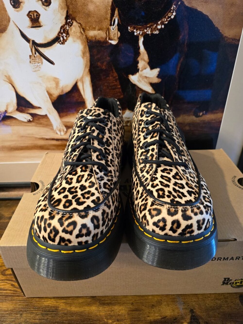 Dr. Martens Buzz 5 Eye Shoes Womens 11 Leopard Print Faux Fur Platform Oxfords - Picture 6 of 16